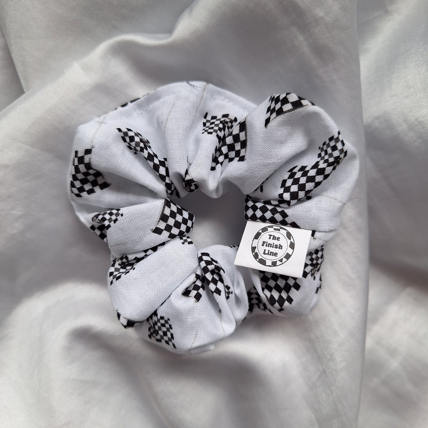 White Checkered Flag Scrunchie