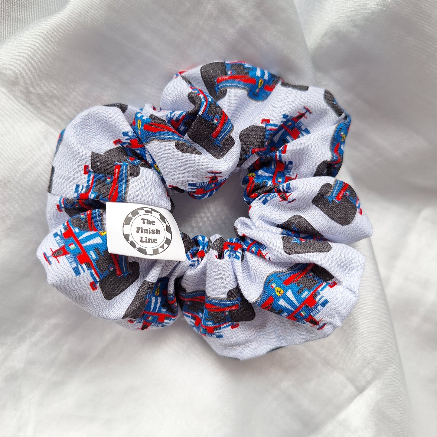 Blue Race Car Scrunchie