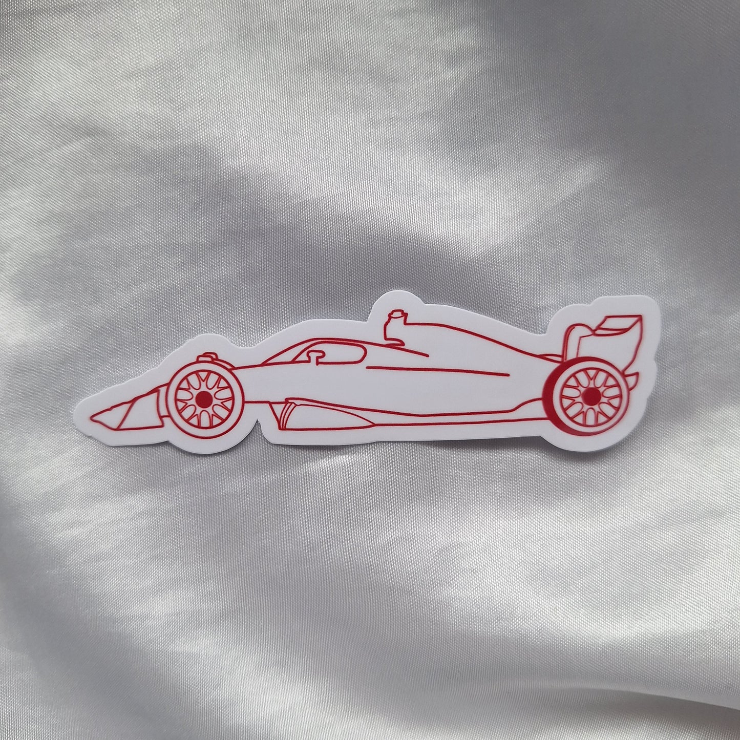 Red Outline Of Race Car Sticker