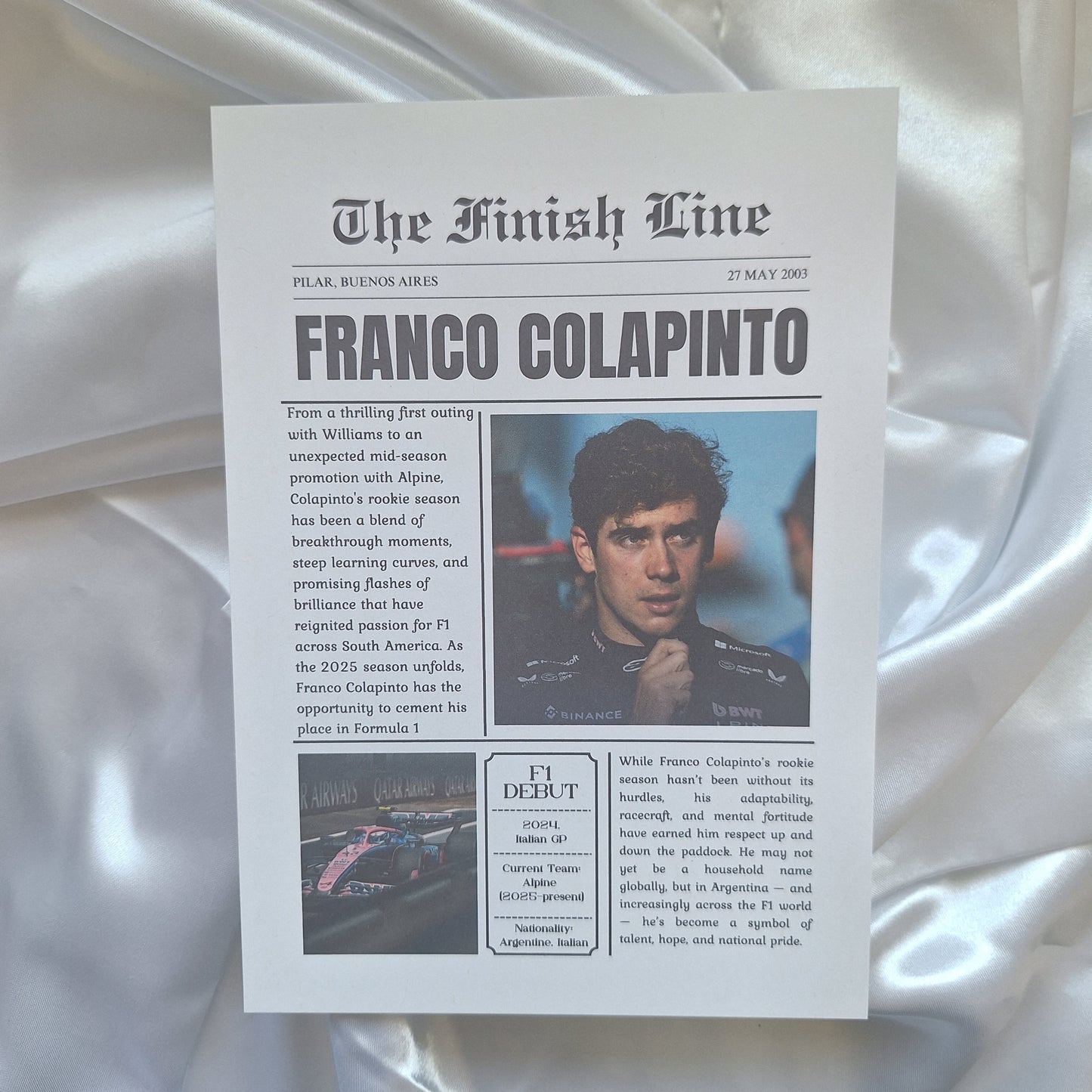 Franco Colapinto News Article Print