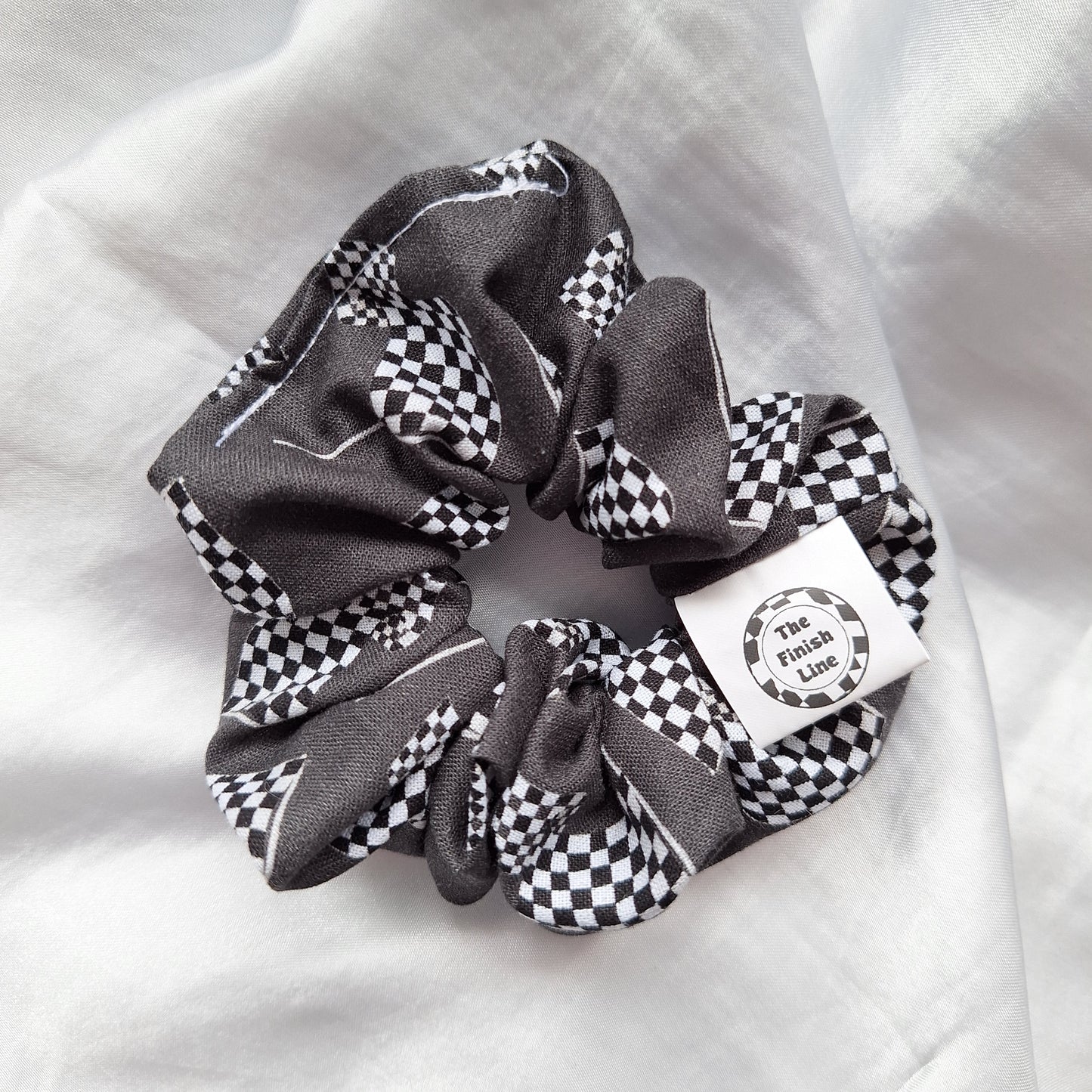 Black Checkerd Flag Scrunchie