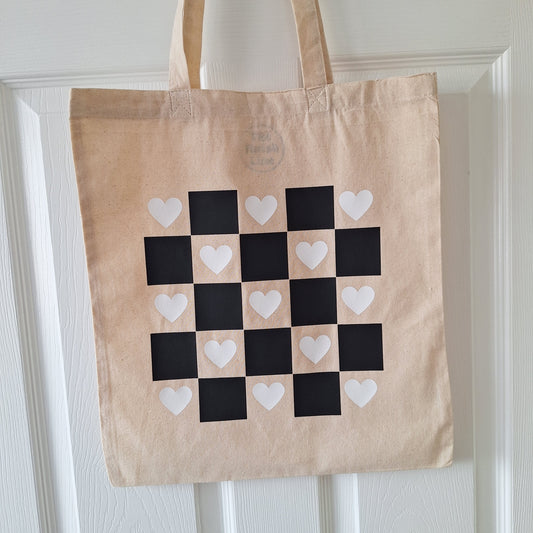 Heart Checkered Tote Bag