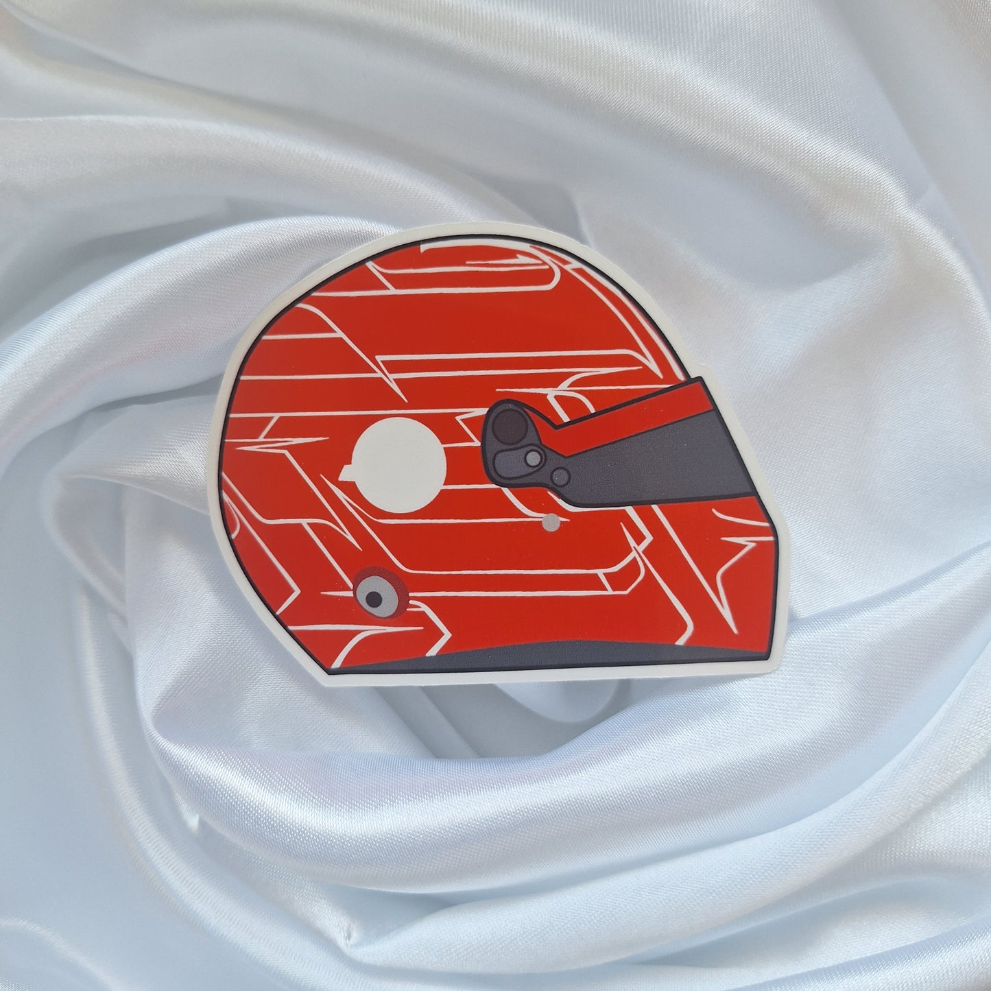 Esteban Ocon 2026 Formula 1 helmet sticker featuring a detailed racing helmet design inspired by the French Formula 1 driver.
