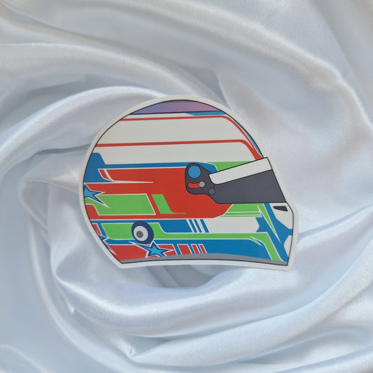 Kimi Antonelli helmet vinyl sticker featuring a colourful racing helmet design inspired by the Formula 1 driver's iconic helmet livery.